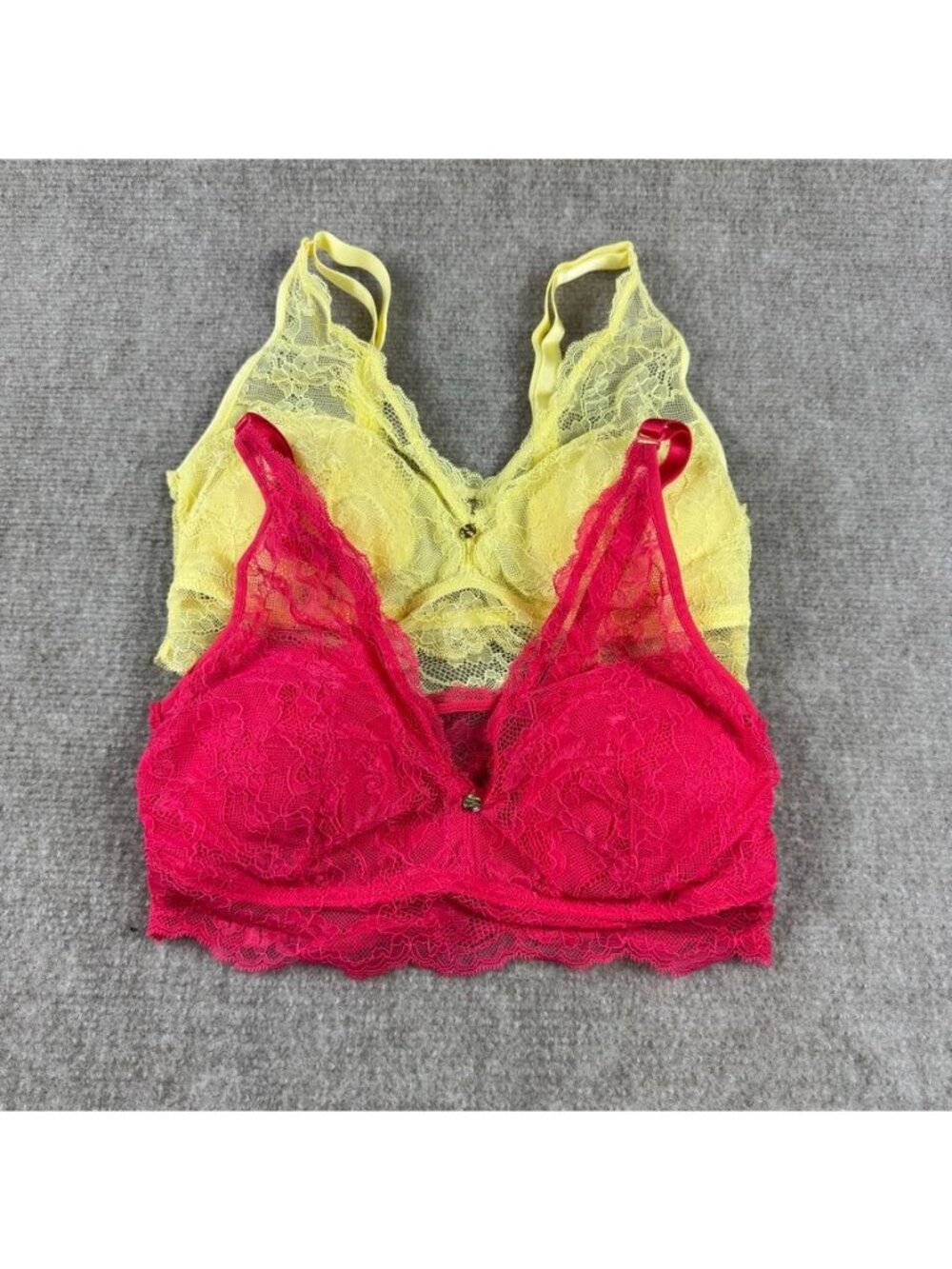 Pearl by Venus Lace Bralette 2 pc Bundle Small Pink Limelight Yellow Coquette